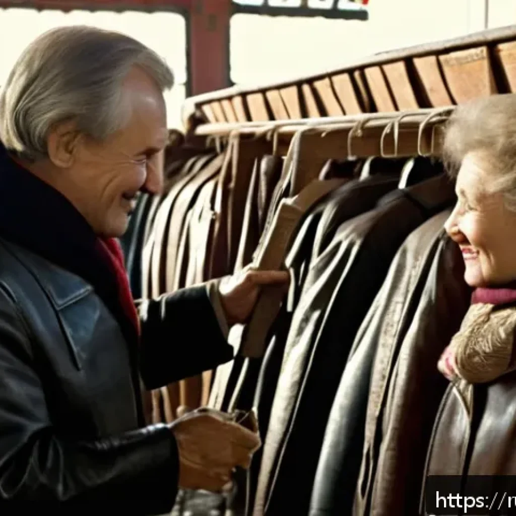 빈티지 마켓에서 흥정하는 법 - A bustling vintage market scene in Moscow during early autumn, featuring a middle-aged Russian man i...