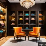 명품 중고 가방 가격 변동 추이 - A luxurious vintage handbag collection displayed elegantly in a high-end boutique in Moscow, featuri...